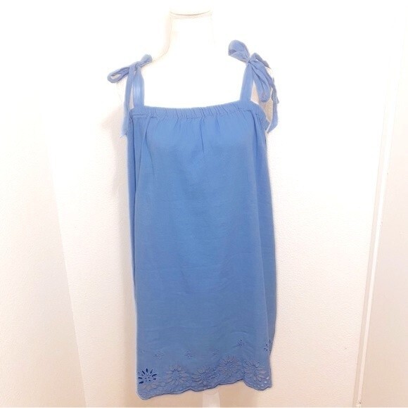 NWT J.Crew Tie-Shoulder Hydrangea Mini Dress Embroidery Size Large - Picture 4 of 9